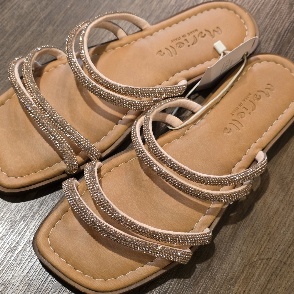 Elegant Tan Rhinestone Sandals